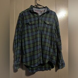Vintage 2005 Woolrich green and plaid cotton flannel
